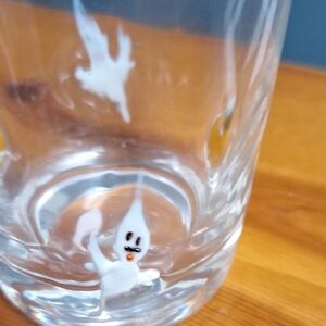 Source Unknown Festive Clear Glass Tumbler with Orange Accents